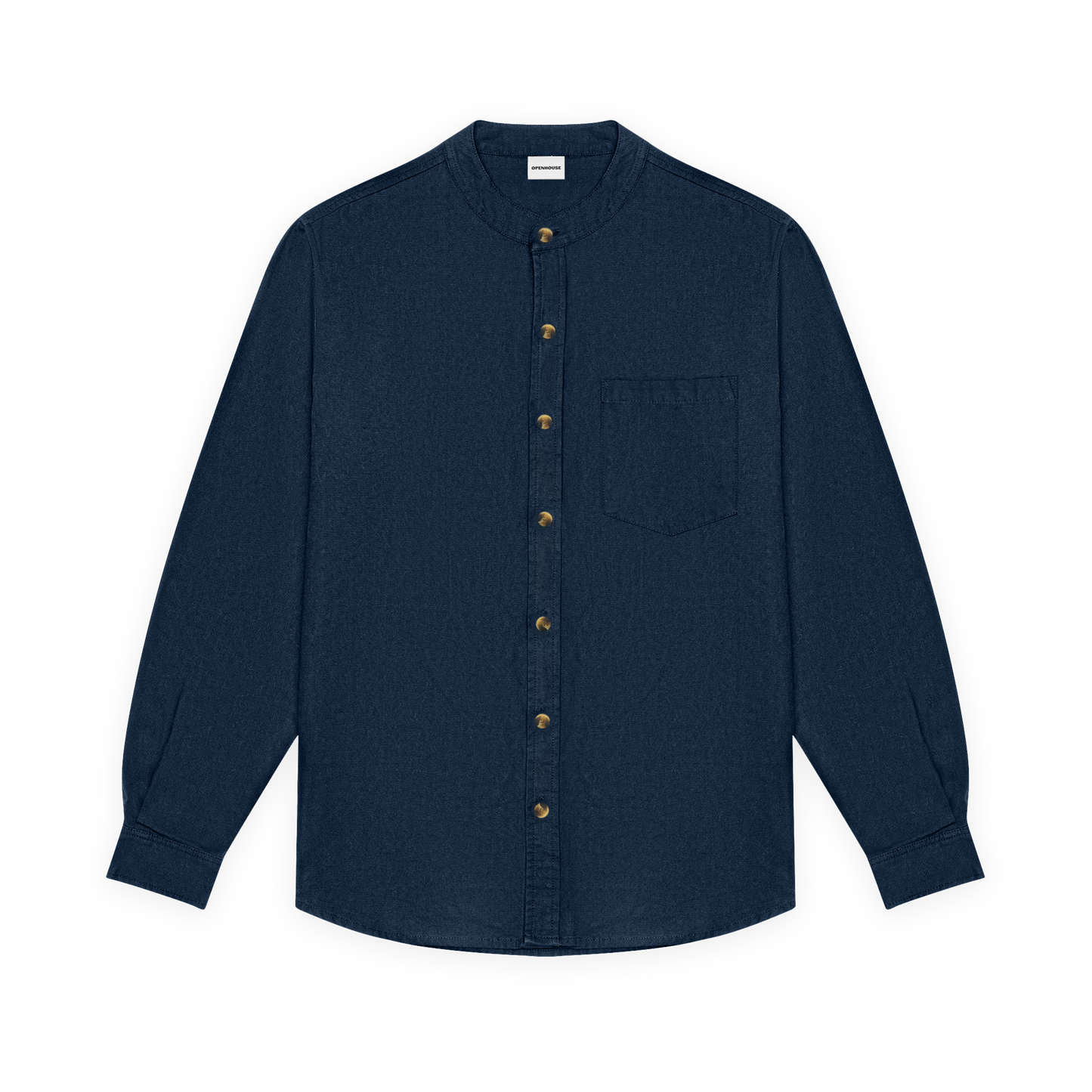 Monk Collar Button Down Shirt