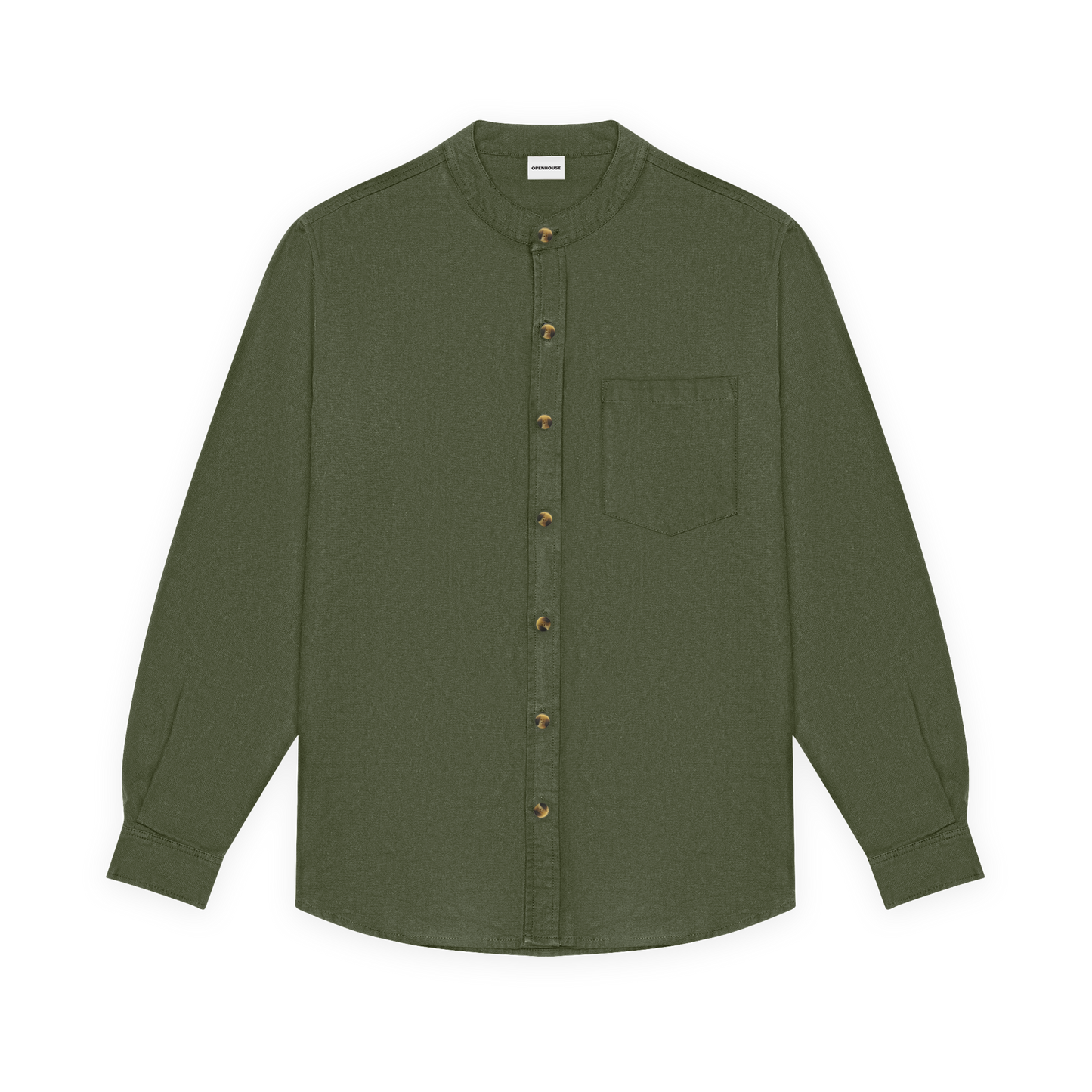 Monk Collar Button Down Shirt